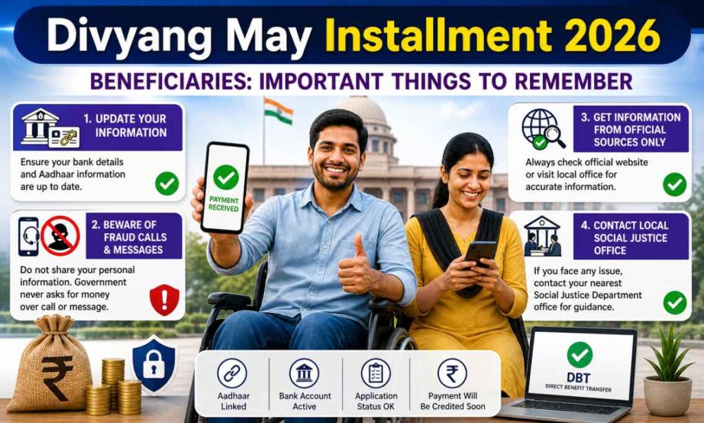 Divyang May Installment 2026, दिव्यांगांसाठी मोठी खुशखबर मे हप्ता लवकर जमा