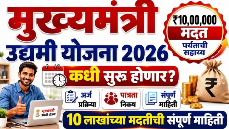 When will Mukhyamantri Udyami Yojana 2026 come? मुख्यमंत्री उद्यमी योजना 2026 कधी येणार?