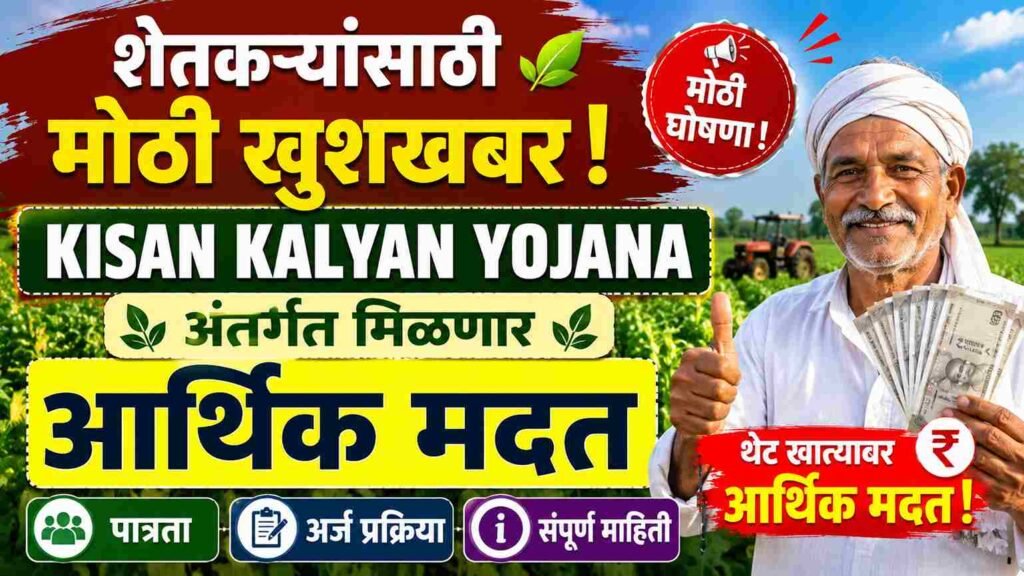 शेतकऱ्यांसाठी मोठी खुशखबर! kisan kalyan yojana अंतर्गत मिळणार आर्थिक मदत, पात्रता, अर्ज प्रक्रिया आणि संपूर्ण माहिती