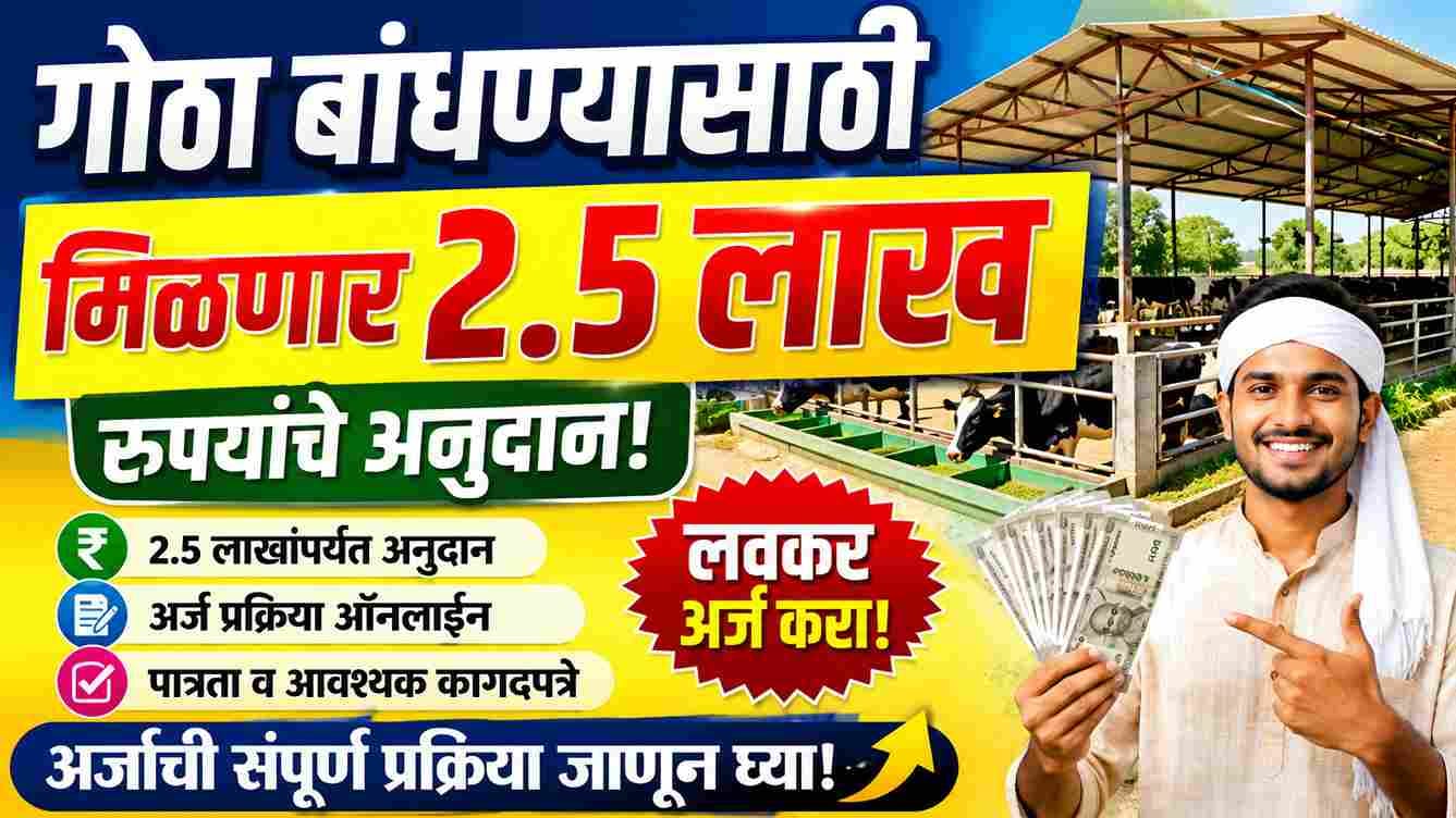 गोठा बांधण्यासाठी मिळणार २.५ लाख रुपयांचे अनुदान; अर्जाची संपूर्ण प्रक्रिया जाणून घ्या! How much is the cowshed subsidy?