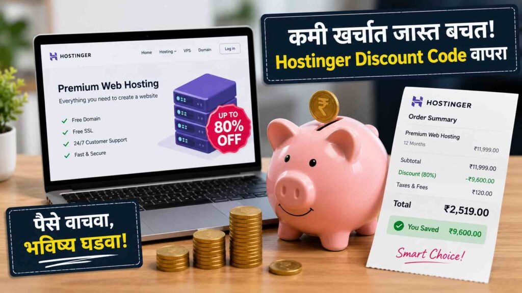 Hostinger वर 80% पर्यंत सूट! Hostinger Discount Code 2026 ची संपूर्ण माहिती
