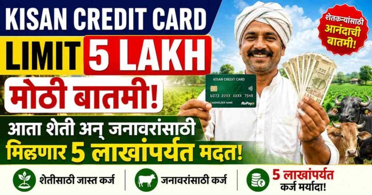 Kisan Credit Card Limit 5 Lakh मोठी बातमी! आता शेती अन् जनावरांसाठी मिळणार ५ लाखांपर्यंत मदत!