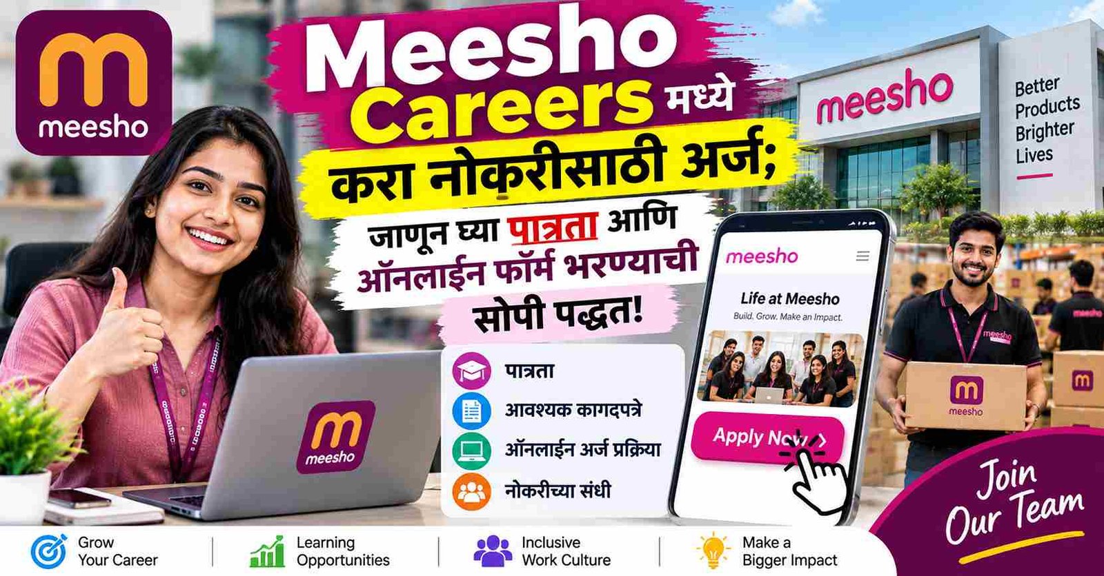 Meesho Careers मध्ये करा नोकरीसाठी अर्ज; जाणून घ्या पात्रता आणि ऑनलाईन फॉर्म भरण्याची सोपी पद्धत!